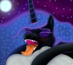  absurd_res bodily_fluids drooling emu34b equid female feral friendship_is_magic hi_res hooves horn mammal moon mouth_shot my_little_pony nightmare_moon_(mlp) open_mouth pillow saliva sharp_teeth sleeping slit_pupils solo spread_wings star teeth tongue tongue_out unicorn vector wings yawn 