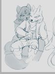  2019 black_and_white canid canine clothed clothing couple_(disambiguation) cuddling female fox fox_mccloud fur hair krystal love male mammal monochrome nintendo smile star_fox video_games wolfamiibo 