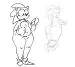  2019 anthro big_butt bodily_fluids butt chili_dog clothing digital_media_(artwork) eulipotyphlan food footwear fur gloves handwear hedgehog looking_back male mammal repairbueno shoes simple_background slightly_chubby solo sonic_(series) sonic_the_hedgehog sweat thick_thighs video_games white_background wide_hips 
