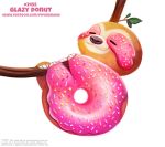  branch cryptid-creations doughnut food food_creature humor mammal pilosan pun sloth smile solo three-toed_sloth url visual_pun xenarthran 