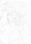  &lt;3 &lt;3_eyes 2019 absurd_res anthro anthrofied big_breasts blush breasts cleavage clothed clothing female friendship_is_magic gesture hi_res longinius my_little_pony one_eye_closed pinkie_pie_(mlp) sketch solo v_sign wink 