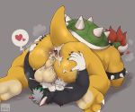  absurd_res anthro anthro_on_anthro balls big_butt bodily_fluids bowser butt canid canine canis cum genital_fluids hi_res huge_butt interspecies koopa male male/male mammal mario_bros nintendo oral scalie sugaryhotdog video_games wolf 