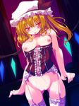  :p bad_id bad_pixiv_id bare_shoulders blonde_hair blush breasts corset flandre_scarlet garter_belt hat medium_breasts naughty_face nipples no_nose older pussy red_eyes short_hair side_ponytail sketch solo teenage thigh_gap thighhighs tongue tongue_out touhou uncensored wings yanagi_yuu 
