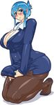  ass blue_hair blush breasts bulge business_suit cleavage curvy erection erection_under_clothes formal futanari glasses huge_breasts jacket nezunezu office_lady original pantyhose pencil_skirt penis plump skirt skirt_suit solo suit thick_thighs thighs 