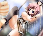  breasts censored feet final_fantasy final_fantasy_xiii footjob lightning_farron penis stockings thighhighs 