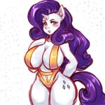  1:1 anthro big_breasts blush breasts cleavage clothed clothing equid female friendship_is_magic horn mammal my_little_pony pinkkoffin rarity_(mlp) swimwear unicorn wide_hips 