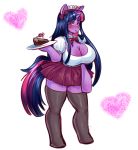  anthro big_breasts blush bow breasts cake cleavage clothed clothing equid female food friendship_is_magic hi_res horn mammal my_little_pony pinkkoffin twilight_sparkle_(mlp) unicorn 