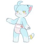  1:1 2014 ambiguous_gender anthro blue_eyes blue_fur blush cub diaper domestic_cat ear_tuft felid feline felis fur head_tuft looking_at_viewer mammal pawpads paws rugia1992 simple_background solo standing tuft white_background white_fur young 