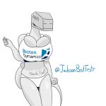  1:1 absurd_res big_breasts boston_dynamics bra breast_squish breasts breasts_frottage clothed clothing digital_media_(artwork) eyeless female fingers hi_res huge_breasts jacksonbottestr machine not_furry panties robot simple_background smile solo squish text underwear 