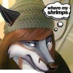  1:1 arthropod blonde_hair blue_eyes canid canine clothing countershading crustacean fangs female grey_fox hair hat headgear headwear low_res mammal marine nova_era photoshop shrimp thought_bubble unknown_artist urocyon 