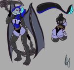  absurd_res anthro clothing cybernetics female hi_res holster hybrid kyoriss looking_at_veiwer machine melee_weapon model_sheet polearm prototype_shadow_blitz scythe weapon 