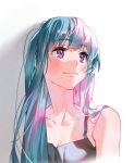  1girl aqua_hair blush closed_mouth lips long_hair multicolored multicolored_eyes nishita open_eyes original smile solo 