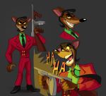  2019 absurd_res activision anthro bandicoot bottomwear clothed clothing crash_bandicoot_(series) fur hair hi_res macropod male mammal marsupial open_mouth pinstripe_potoroo polartoons potoroo shirt smile suit topwear video_games 