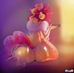  2019 absurd_res anthro breasts butt cutie_mark digital_media_(artwork) dock dragk equid equine fan_character female friendship_is_magic fur hair hi_res horn horse mammal my_little_pony nude shiny smile solo summer_solstice_(oc) wet 