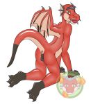  anthro anus balls butt claws dragon erection ermentor flesh_whiskers logo looking_back male nude open_mouth penis presenting presenting_hindquarters simple_background solo tongue tongue_out watermark white_background 