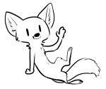  2019 ambiguous_gender anthro black_and_white canid canine cheek_tuft chibi disney elbow_tufts fox fuel_(artist) gesture knee_tuft looking_at_viewer mammal monochrome neck_tuft nude simple_background skye_(zootopia) smile solo tuft waving white_background zootopia 