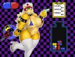  4:3 armband big_breasts bikini blush bowser breasts checkerboard_background choker clothing crossgender curvaceous dr._mario dracojeff dragon female footwear hair hat headgear headwear high_heels horn jewelry koopa legwear magnifying_glass mario_bros multi-coloured_outfit necklace nintendo nurse nurse_hat nurse_uniform puzzle red_eyes red_hair reptile scalie shoes smile spiked_armband spiked_choker swimwear syringe thigh_highs turtle uniform video_games virus wide_hips 