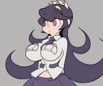  2019 5_fingers animated big_breasts bouncing_breasts breasts clothed clothing digital_media_(artwork) doughroom female filia fingers hi_res humanoid open_mouth prehensile_hair red_eyes short_playtime simple_background skullgirls solo undressing video_games 