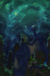  2012 claws detailed_background digital_media_(artwork) dragon hi_res horn katie_hofgard membrane_(anatomy) membranous_wings night outside scales scalie sitting sky spines star starry_sky western_dragon wings 