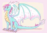  2019 claws digital_media_(artwork) dragon female feral hair hi_res horn icelectricspyro membrane_(anatomy) membranous_wings pink_hair scalie simple_background sitting solo western_dragon wings 