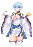  1girl ayanami_rei blue_hair breasts cleavage covered_nipples curvy highres huge_breasts looking_at_viewer mogudan neon_genesis_evangelion red_eyes short_hair smile solo thick_thighs thighs 