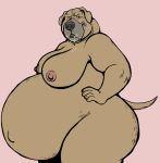  abstract_background bodily_fluids breasts canid canine canis domestic_dog dramamine drooling female hi_res hyper looking_at_viewer mammal nipples nude pregnant saliva solo 