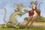  2019 anthro breasts buckteeth cape clothing don_bluth duo fan_character featureless_breasts female male male/female mammal mostly_nude mouse mrs._brisby murid murine open_mouth rodent scarf teeth the_secret_of_nimh toonfx whiskers 