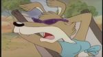  anthro blinky_bill_(series) breasts canid canine canis cleavage clothed clothing daisy_dingo dingo eyewear female low_res mammal open_mouth safe screencap seductive solo sunglasses 