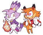  &lt;3 &lt;3_eyes 2017 anthro blaze_the_cat bobcat bodily_fluids bubsy bubsy_(series) clothing crossover cylent-nite felid feline female fire gloves handwear lynx male mammal open_mouth scarf sonic_(series) sweat video_games yellow_eyes 