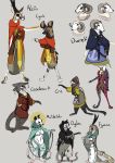  absurd_res anthro bovid breasts canid canine caprine clothed clothing didelphid domestic_ferret female fox gecko hi_res jester lizard lutrine mammal marsupial mustela mustelid musteline nipples nude omnipresentcrayon reptile scalie sheep sketch 