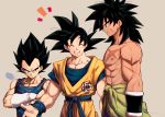  +++ 3boys =3 ^_^ abs arm_at_side arm_scar beige_background black_eyes black_hair broly_(dragon_ball_super) chest_scar closed_eyes clothes_around_waist clothes_writing crossed_arms dougi dragon_ball dragon_ball_super_broly facial_scar frown gloves highres light_smile looking_at_another looking_down male_focus mattari_illust multiple_boys nipples open_mouth outstretched_arms profile purple_legwear scar scar_on_cheek serious shirtless sigh simple_background smile son_gokuu spiked_hair standing teeth twitter_username upper_body upper_teeth vegeta waist_cape white_gloves wristband 