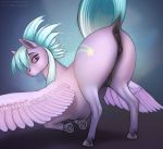  2019 animal_genitalia animal_pussy anus ass_up butt cloud_chaser_(mlp) cutie_mark equid equine equine_pussy feathered_wings feathers female feral friendship_is_magic hi_res hooves looking_at_viewer mammal mercurial64 my_little_pony pterippus pussy solo teats underhoof wings 