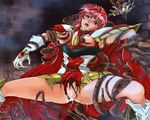  blush censored forced legs_spread magic_knight_rayearth monster no_panties red_hair shidou_hikaru spread_legs tentacle torn_clothes 