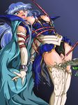  blue_hair breasts female forced gradient gradient_background highres magic_knight_rayearth monster monsters nipples pussy ryuuzaki_umi solo tentacle tentacles 