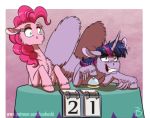  bell duo equid equine female fluffy friendship_is_magic hair horn horse insane inuhoshi-to-darkpen mammal messy_hair my_little_pony pink_hair pinkie_pie_(mlp) pony purple_eyes purple_hair twilight_sparkle_(mlp) winged_unicorn wings 