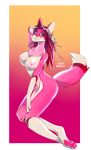  2019 4_toes 5_fingers anthro areola breasts canid canine digital_media_(artwork) female fingers fox green_eyes hair hi_res hihikori mammal nipples nude pink_nose red_hair smile solo toes 