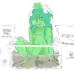  akunim anthro bathing cartoon_network female fink_(ok_k.o.!_lbh) fur green_fur mammal murid murine ok_k.o.!_let&#039;s_be_heroes one_eye_closed rat rodent sharp_teeth teeth wet 