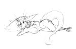  big_breasts breasts female fur hair looking_at_viewer looking_back mammal monochrome nipples nude out-of-placers pillow pose simple_background sketch solo watsup webcomic white_background yinglet 