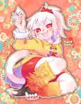  2016 5_fingers anthro breasts clothed clothing female fingers hair haplorhine kemono mabo mammal medium_breasts monkey open_mouth open_smile primate red_eyes smile solo teeth white_hair 