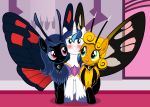  antennae_(anatomy) armor arthropod badumsquish blonde_hair blue_eyes blue_hair blush boots canterlot carpet castle cheek_fluff chest_tuft choker cinnabar_moth clothing collar curled_hair embarrassed equid equine face_squish fan_character female flirting flit_(oc) fluffy fluffy_hair footwear friendship_is_magic grin h&uuml;bner&#039;s_wasp_moth hair hi_res horn horse hybrid insect jewelry leaning lepidopteran lidded_eyes looking_at_viewer male mammal minia_(oc) moon moth my_little_pony necklace nuzzling palace pony red_eyes rubbing_cheek shining_armor_(mlp) shoes smile spread_wings squish symbol translucent translucent_wings tuft unicorn wing_boner wings 