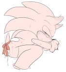 after_sex anthro blush bodily_fluids butt claws clothing cum cum_drip cum_in_ass cum_inside dripping ear_blush eulipotyphlan fake_paws genital_fluids gloves handwear hedgehog legwear looking_back male mammal paw_gloves ribbons shaking sikai simple_background solo sonic_(series) sonic_the_hedgehog sweat tail_accessory tears thigh_highs white_background 