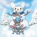  1:1 2018 carrot clothing disney female food group hi_res lagomorph leporid mammal plant qalcove rabbit scarf smile snow snowman tree vegetable zootopia 
