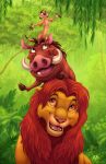  disney dolphydolphiana felid feral forest group happy herpestid lion male mammal meerkat pantherine pumbaa simba smile suid suina the_lion_king timon tree warthog 