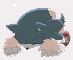  anthro blue_fur claws clothing eulipotyphlan eyes_closed footwear fur grey_background lying male mammal on_front shoes sikai simple_background sleeping solo sonic_(series) sonic_the_werehog were wereeulipotyphlan werehog white_fur 