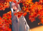  18052 autumn hatsune_miku leaves long_hair vocaloid 