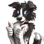  1:1 2017 5_fingers :d alpha_channel ambiguous_gender anthro black_eyes black_fur blue_sclera border_collie canid canine canis claws collar collie digital_media_(artwork) domestic_dog double_thumbs_up fingers front_view fur gesture half-length_portrait herding_dog kenket looking_aside mammal multicolored_fur open_mouth open_smile pastoral_dog pawpads pink_pawpads pink_tongue portrait reaction_image sharp_teeth sheepdog simple_background smile solo sticker tailwag teeth thumbs_up tongue transparent_background two_tone_fur vincollie white_claws white_fur 