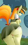  absurd_res anthro big_breasts breasts clothing clothing_aside equid equine female friendship_is_magic ginger_snap_(mlp) girl_scout hi_res huckser mammal my_little_pony outside panties panties_aside pussy raised_tail solo underwear underwear_aside upskirt 