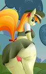  absurd_res anthro big_breasts breasts clothing equid equine female friendship_is_magic ginger_snap_(mlp) girl_scout hi_res huckser mammal my_little_pony outside panties raised_tail solo underwear upskirt 