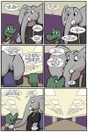  alligator alligatorid angie_(study_partners) anthro breasts clothed clothing comic crocodilian dialogue duo elephant elephantid female hi_res male mammal proboscidean ragdoll_(study_partners) reptile scalie study_partners teenager thunderouserections trunk tusks young 