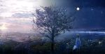  ao_(aohari) building city clouds landscape moon night original scenic short_hair sky stars tree umbrella 